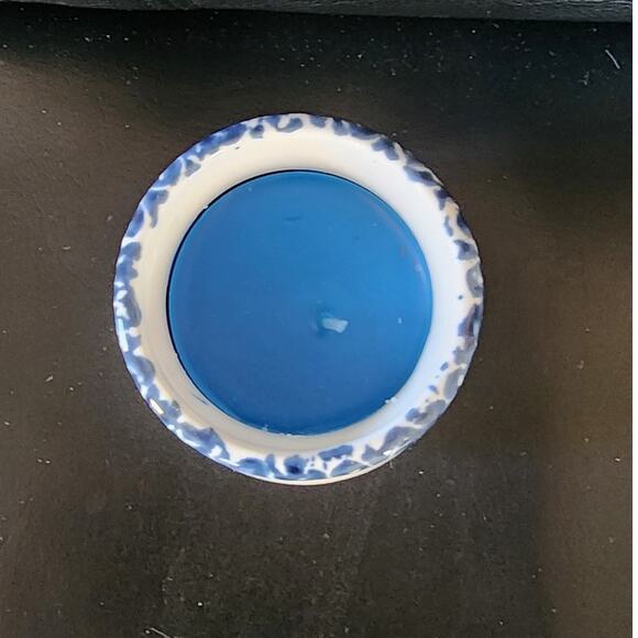 Stoneware Candle Holder with Blue Candle The multicolor flower design adds a pop - Picture 2 of 5